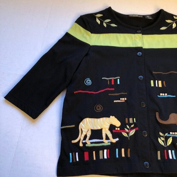 Onque Casual Safari Boxy Crop Jacket Tiger Elephant - Picture 7 of 13